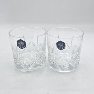 Crystal Whiskey Glasses‎ Rocks Barware Tumblers Set Diamond Cut Design, 2 Pieces